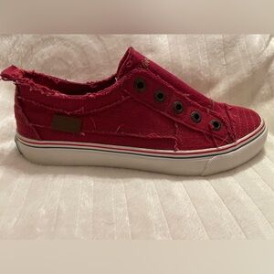 Women’s Red Slip-On Canvas Sneakers
